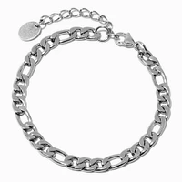 Silver-tone Stainless Steel 6MM Figaro Chain Bracelet