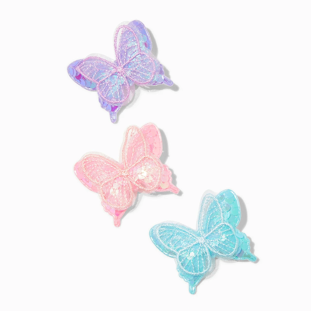 Claire's Club Sequin Butterfly Hair Clips - 3 Pack