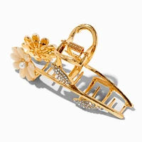 Floral Embellished Gold-Tone Metal Hair Claw