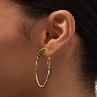 Gold-tone Graduated Textured Hoop Earrings - 3 Pack