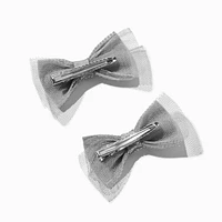 Claire's Silver Rhinestone Hair Bow Clips - 2 Pack