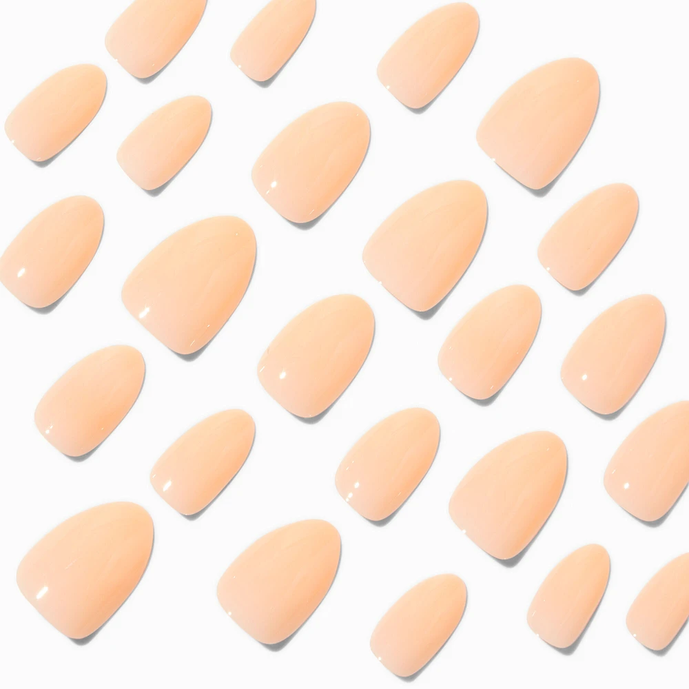 Orange Glossy Short Almond Vegan Faux Nail Set - 24 Pack