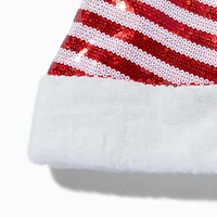 Red & White Striped Sequin Santa Claus Hat