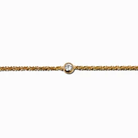 Gold-tone Cubic Zirconia Bezel Laser Cut Chain Bracelet