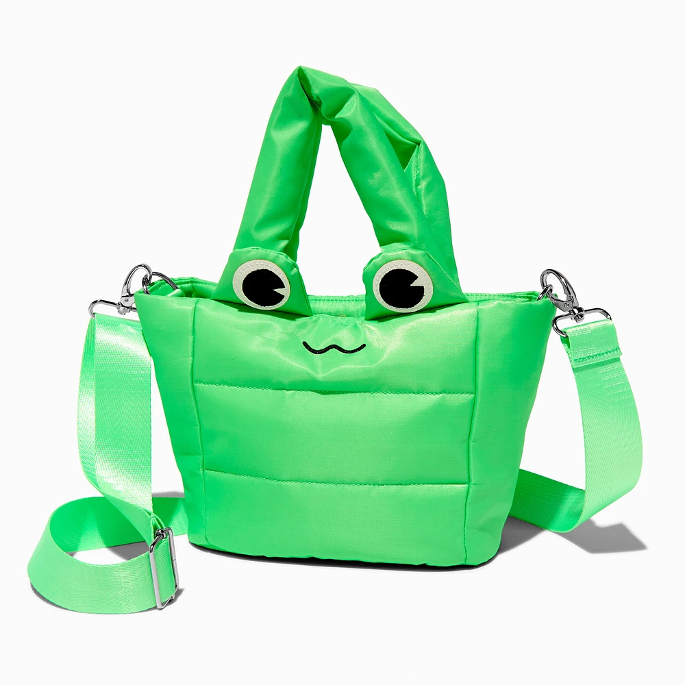 Green Frog Quilted Crossbody Tote Bag