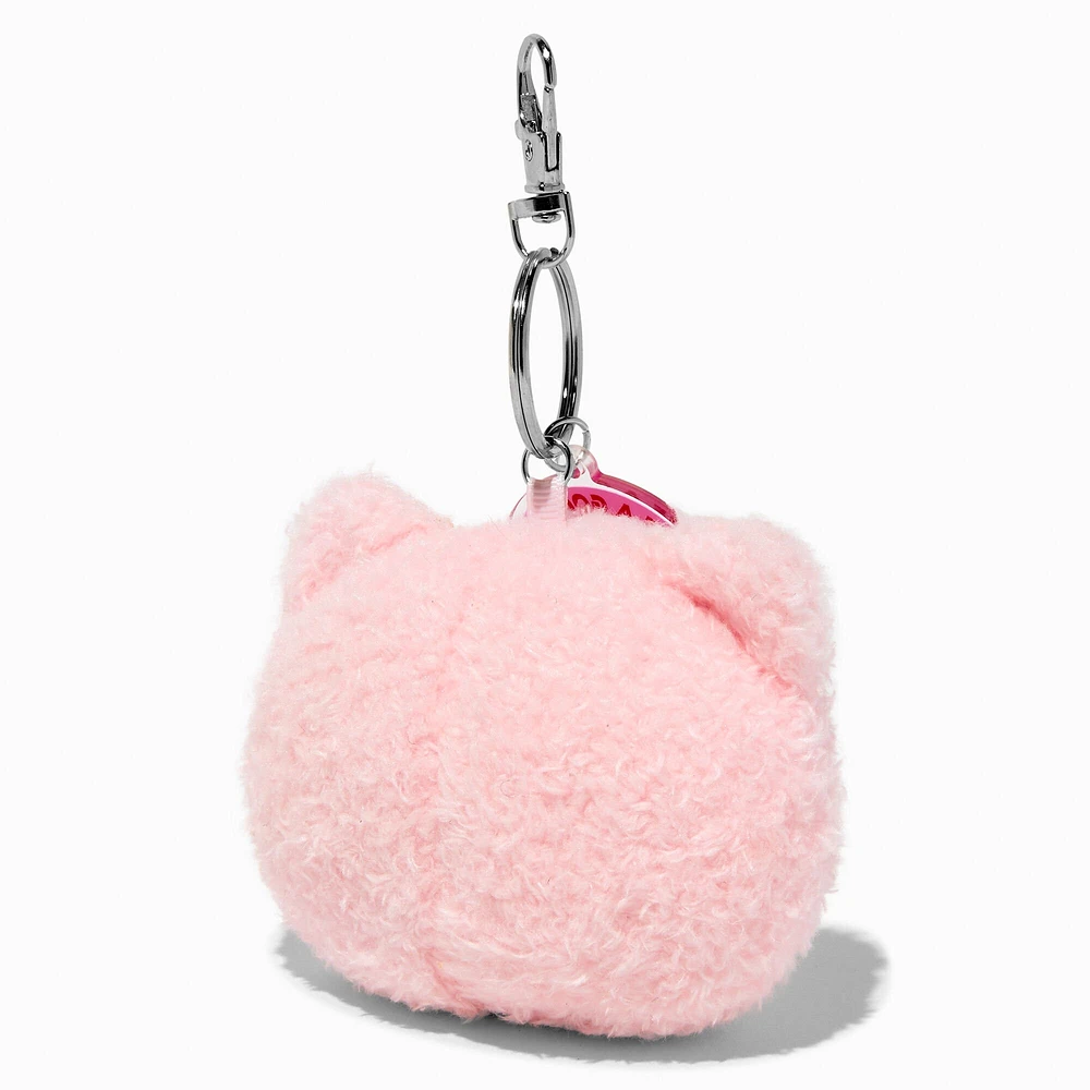 Fuzzy Pink Cat Plush Keychain