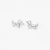 Sterling Silver Wiener Dog Stud Earrings