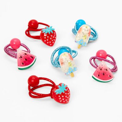 Claire's Club Summer Fruits Elastic Hair Ties - 6 Pack