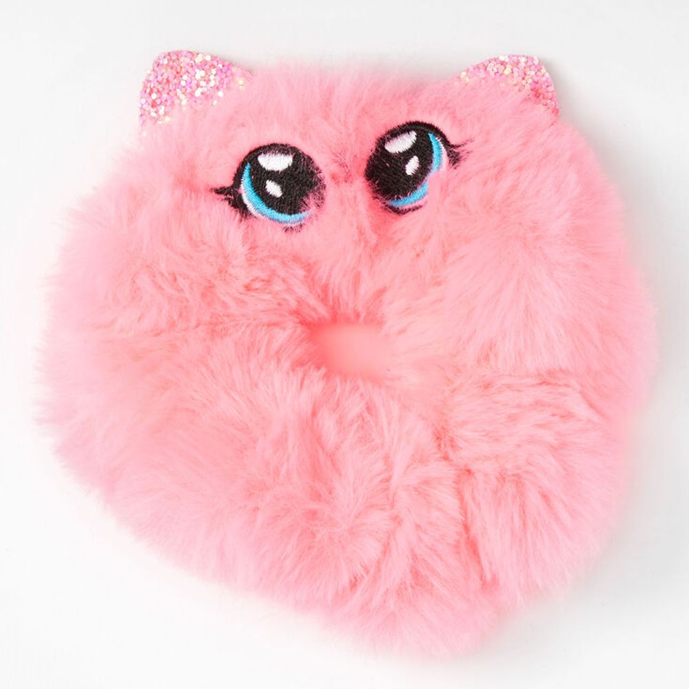 Pink Medium Faux Fur Cat Hair Scrunchie