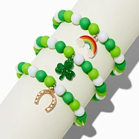 St. Patrick's Day Beaded Stretch Charm Bracelets - 3 Pack