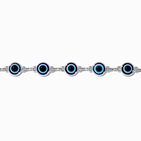 Silver-tone Evil Eye Chain Bracelet