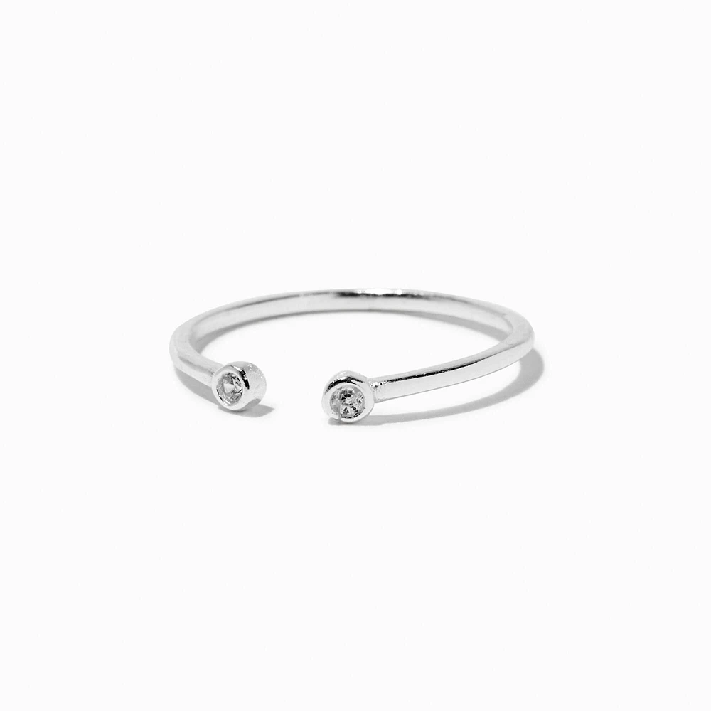 C LUXE by Claire's Sterling Silver Crystal Open-Front Toe Ring