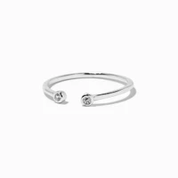 C LUXE by Claire's Sterling Silver Crystal Open-Front Toe Ring