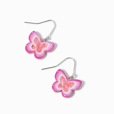 Pink Acrylic Butterfly 1" Drop Earrings