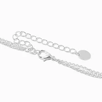 Silver Crystal Confetti Multi Strand Necklace