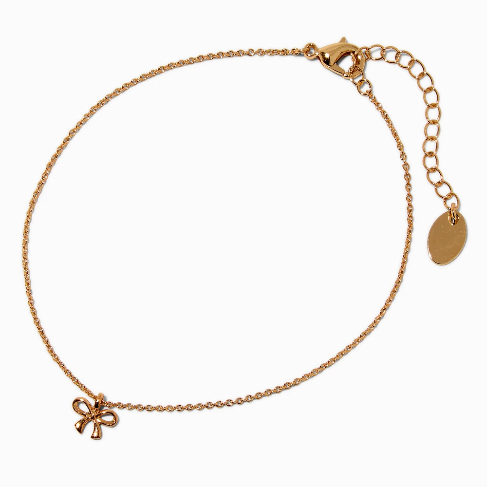 Gold-tone Single Bow Chain Anklet