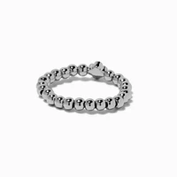 Silver-tone Crystal Clover Stretch Ring