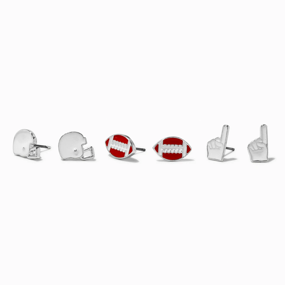 Football Stud Earrings - 3 Pack