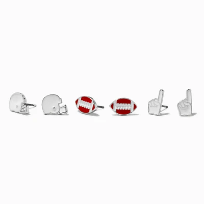 Football Stud Earrings - 3 Pack