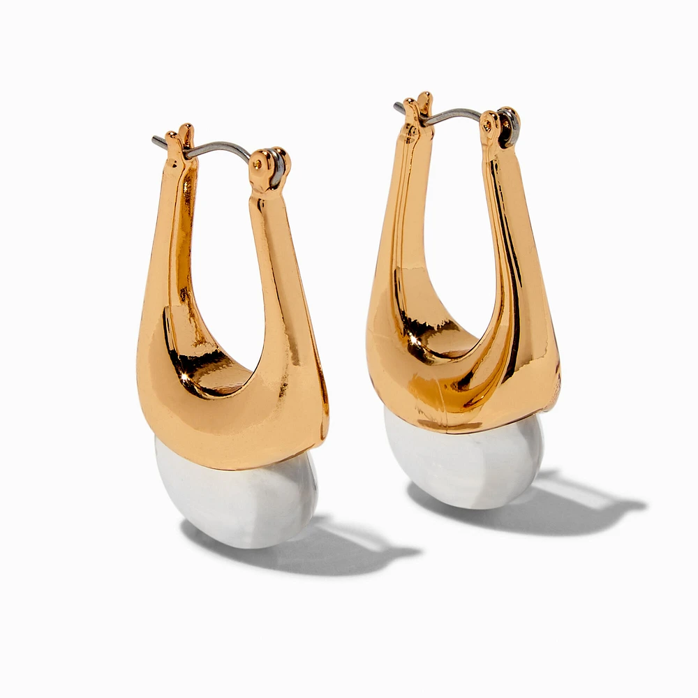 Gold-tone Clear Acrylic Oblong Hoop Earrings