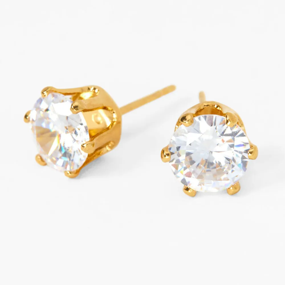 C LUXE by Claire's 18k Yellow Gold Plated Cubic Zirconia 7MM Round Stud Earrings