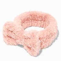 Blush Pink Furry Makeup Bow Headwrap