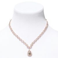 Rose Gold Crystal Teardrop V-Neck Jewelry Set - 2 Pack