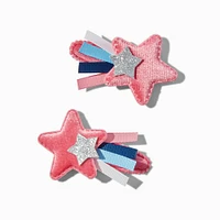 Claire's Club Starry Fabric Snap Hair Clips - 2 Pack