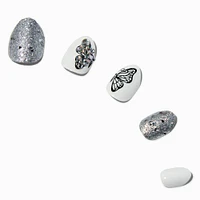 Butterfly Bling Stiletto Press On Vegan Faux Nail Set - 24 Pack