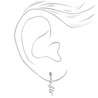 Silver Snake & Hoop Stud Earrings - 3 Pack