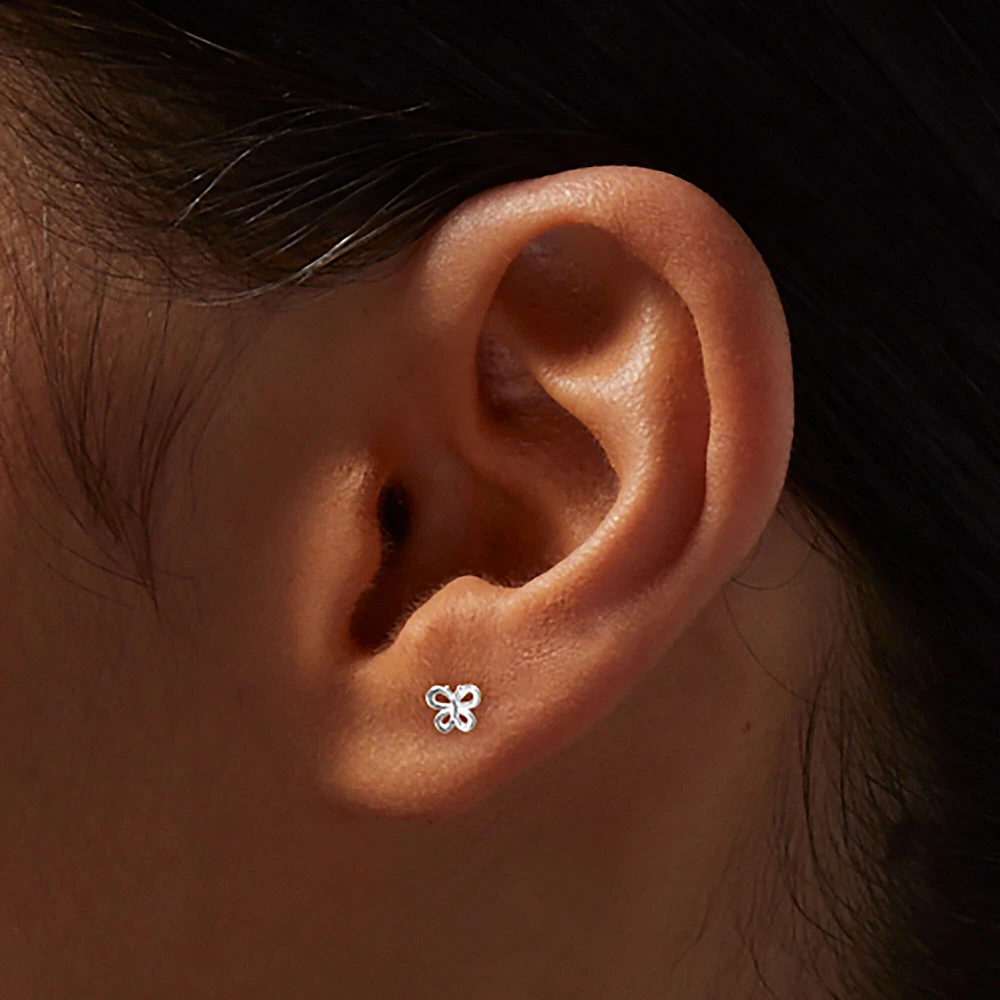 C LUXE by Claire's Sterling Silver Cubic Zirconia 10mm Round Butterfly Stud Earrings
