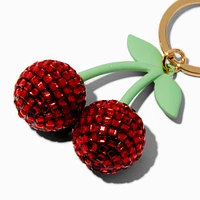 Embellished Cherries Gold-tone Keychain