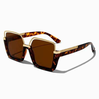 Gold-tone Browline Chunky Tortoiseshell Sunglasses