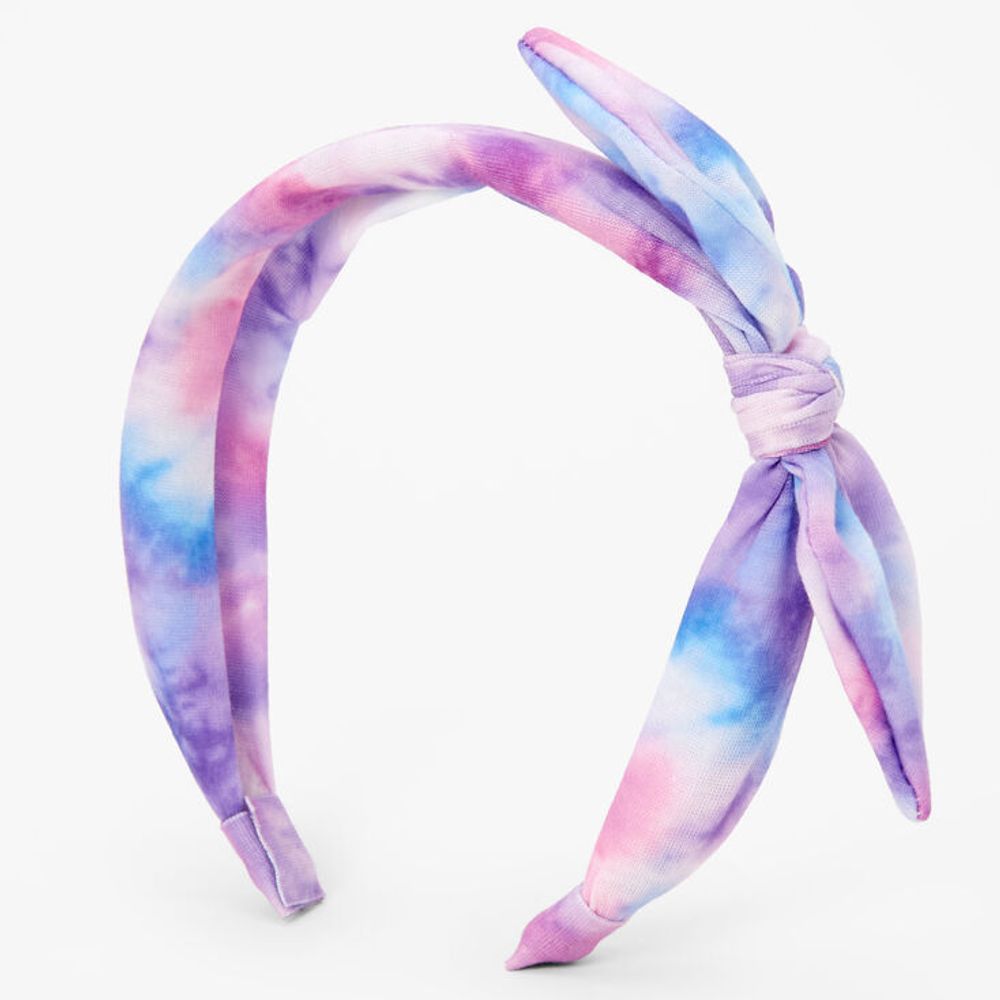 Blue Tie Dye Knotted Bow Headband