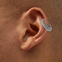 Silver-tone Crystal Pavé Chunky Ear Cuff