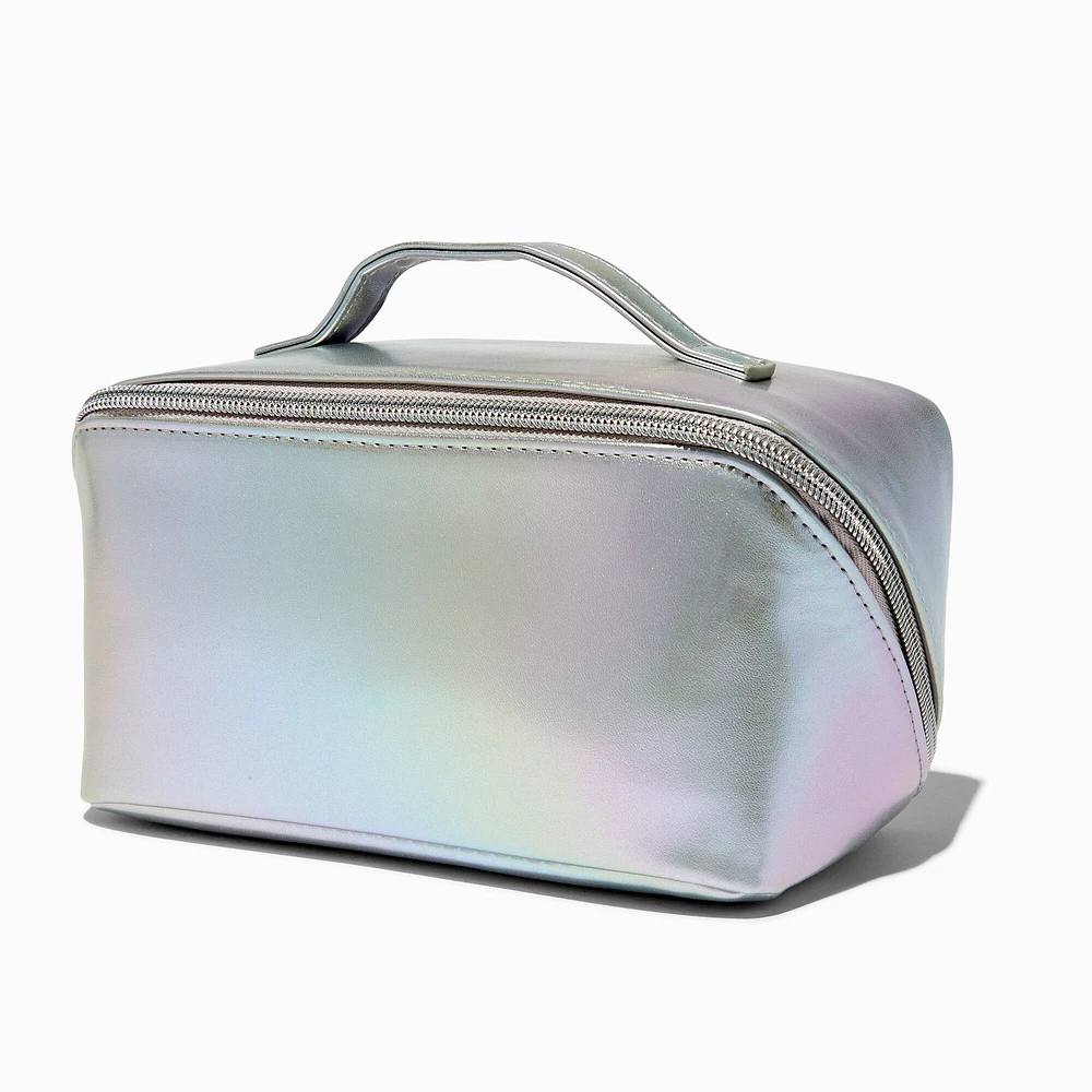 Iridescent Silver Makeup Bag