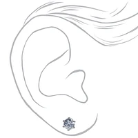 Silver-tone Cubic Zirconia 5MM Round Stud Earrings