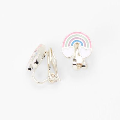 Pastel Rainbow Clip-On Stud Earrings