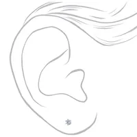 Silver Cubic Zirconia Round Stud Earrings - 3MM