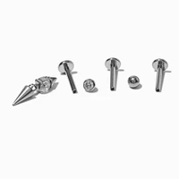 Silver-tone Titanium Spike 16G Threadless Helix Earring - 3 Pack