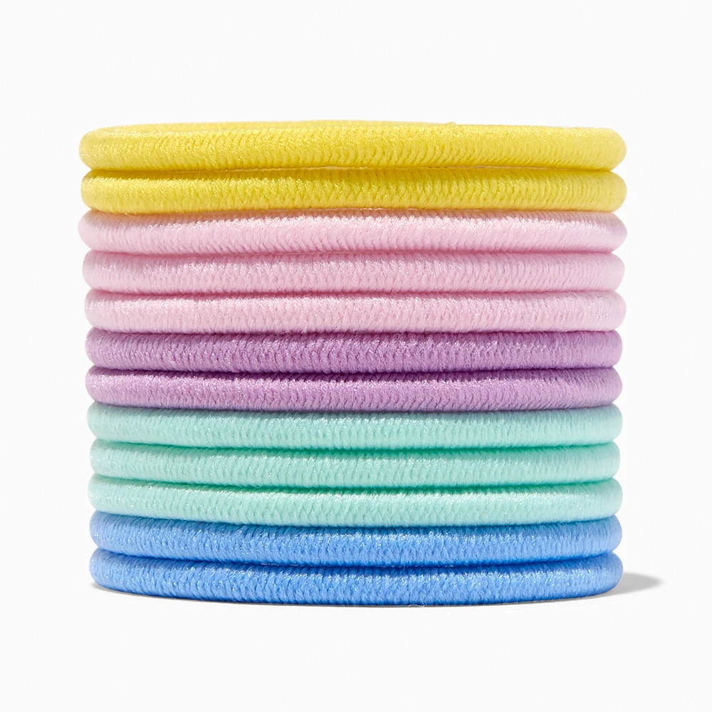 Mixed Pastels Lurex Hair Ties - 12 Pack