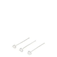 Sterling Silver Crystal 22G Nose Studs - 3 Pack