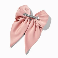 Blush Pink Satin Bow Barrette Hair Clip
