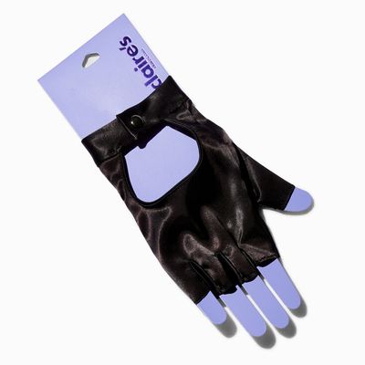 Black Satin Fingerless Gloves