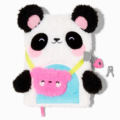 Pink Purse Panda Plush Lock Diary