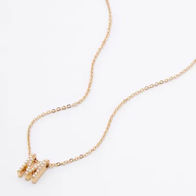 Gold Mini Pearl Initial Pendant Necklace