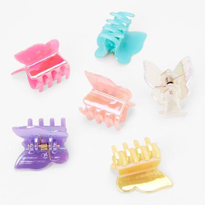 Glossy Pastel Butterfly Mini Hair Claws - 6 Pack