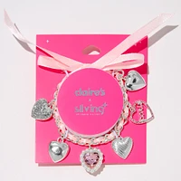 Claire's x Sliving by Paris Hilton Ribbon Heart Charm Bracelet