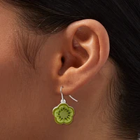 Acrylic Kiwi Flower 0.5" Drop Earrings