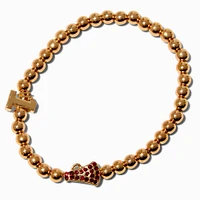 Gold-tone Pom Poms Cheerleading Beaded Stretch Bracelet